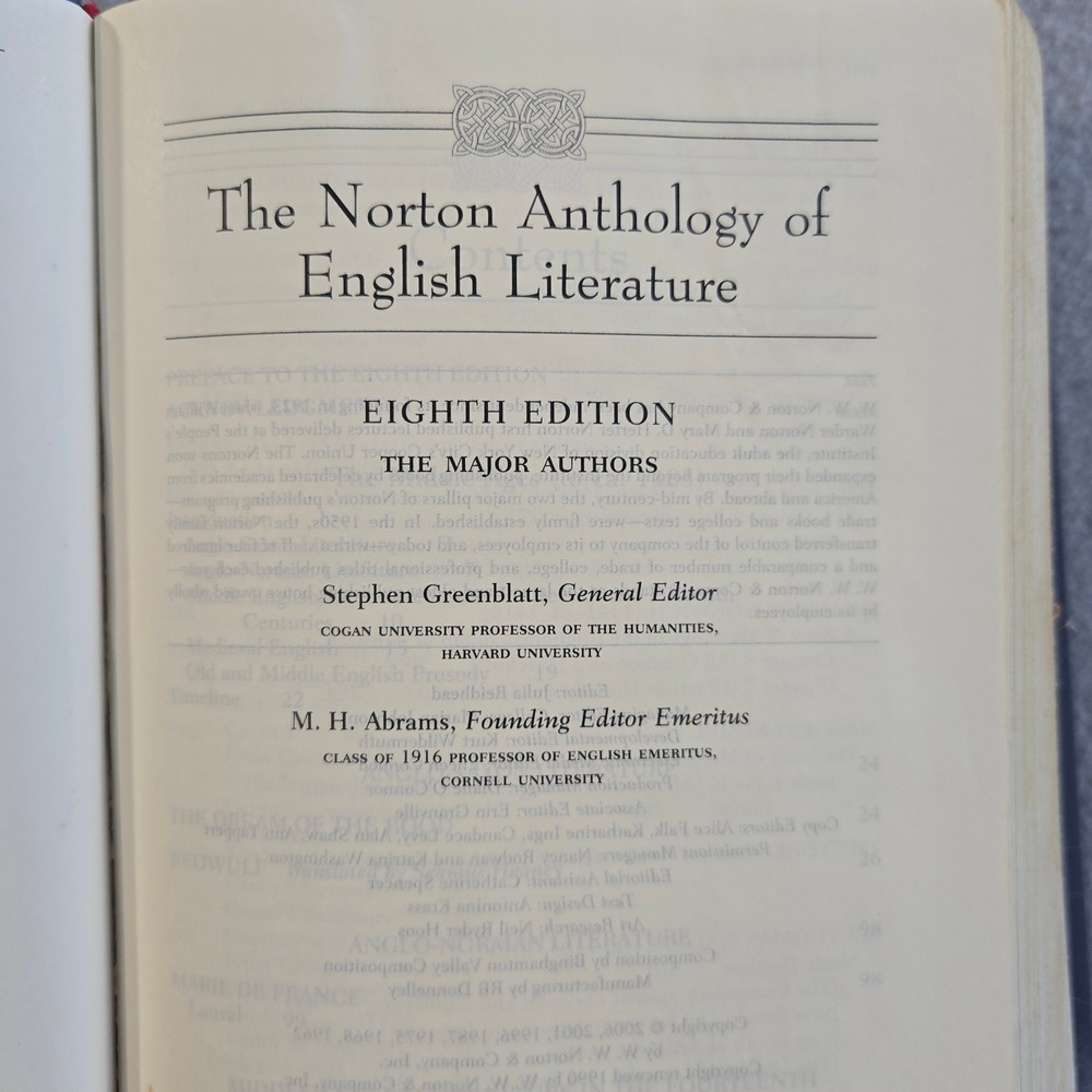 Norton Anthology of English Literature 8th Edition Hardcover Blue Major Authors